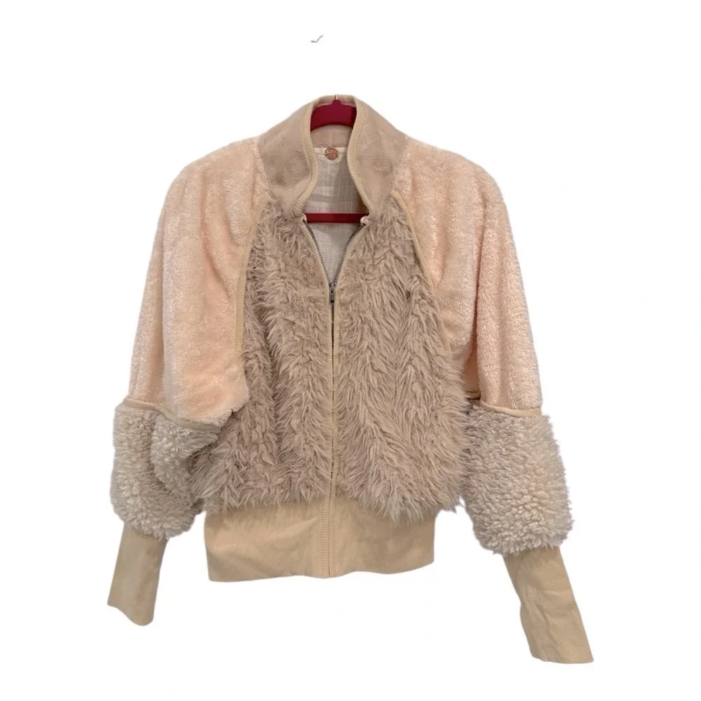 FREE PEOPLE FP ONE AURORA FAUX FUR CREAM JACKET Size S
